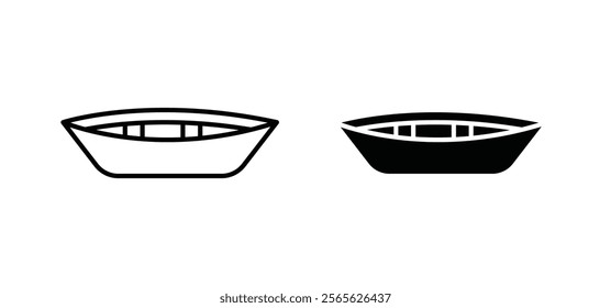 Wooden boat icons in black and white colors