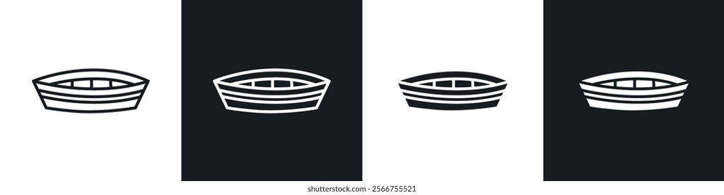 Wooden boat icons in Thin line black color. flat simple vector symbols illustration.