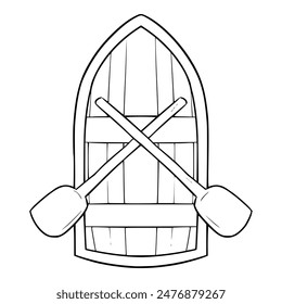 wooden boat illustration hand drawn outline isolated vector