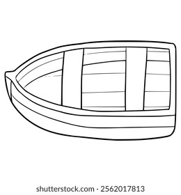 wooden boat illustration hand drawn outline vector