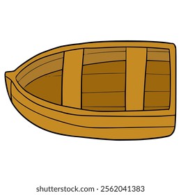 wooden boat illustration hand drawn isolated vector