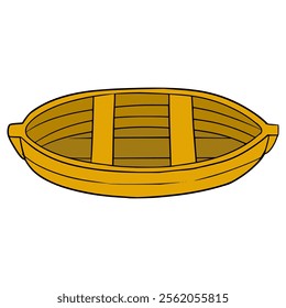 wooden boat illustration hand drawn isolated vector