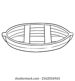 wooden boat illustration hand drawn outline vector