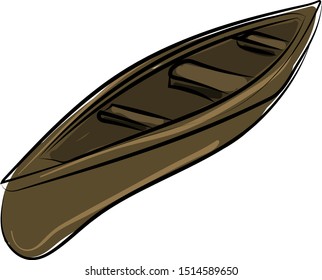 Wooden boat, illustration, vector on white background.