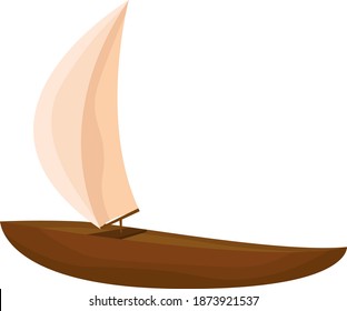 Wooden boat, illustration, vector on white background