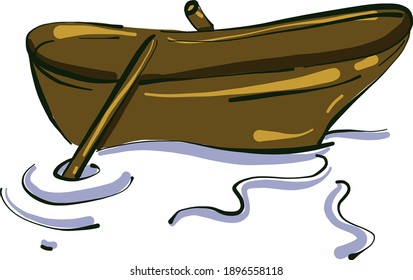 Wooden boat ,illustration, vector on white background