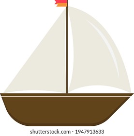 Wooden boat, illustration, vector on white background.