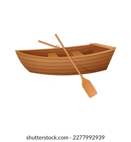 Wooden boat isolated on a white background. Vector illustration.