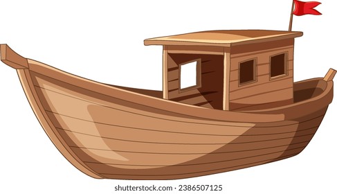 Wooden Boat Isolated on White Background illustration