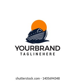 wooden boat logo, Thai boat design concept template vector
