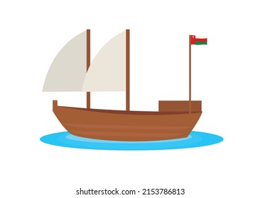 Wooden boat with Oman flag