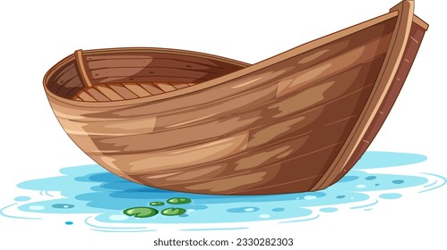 Wooden Boat on Water Surface illustration