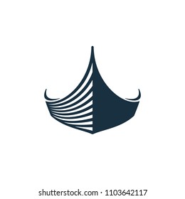 Wooden boat on white background. Vector illustration icons.