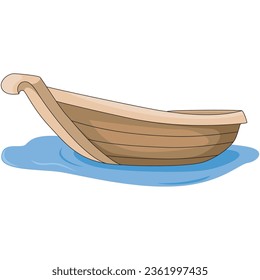 Wooden boat on a white background