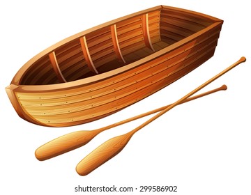 Wooden boat on white illustration