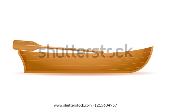 Wooden Boat Side View Vector Illustration Stock Vector (royalty Free 