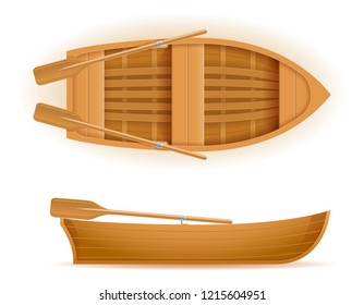 wooden boat top and side view vector illustration isolated on white background svg