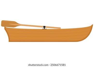 wooden boat top view flat style vector illustration isolated on white background