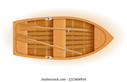 wooden boat top view vector illustration isolated on white background