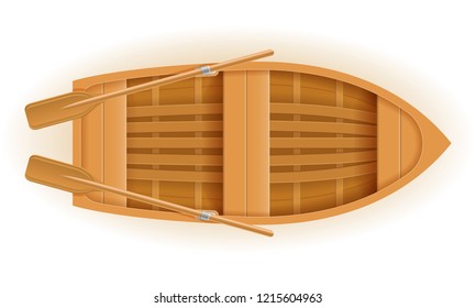 wooden boat top view vector illustration isolated on white background