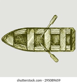 Wooden boat. Vector image