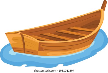 Wooden boat vector isolated on white background