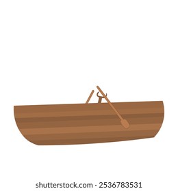 Wooden boat vector isolated on white background.