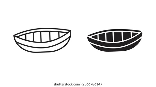 Wooden boat vector line icon illustration