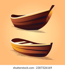 Wooden Boat water transportation vector illustration