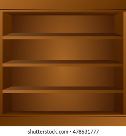 Wooden book shelf. Book shelf vector illustraton