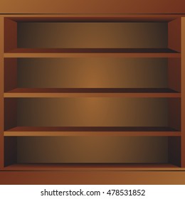 Wooden book shelf. Book shelf vector illustraton