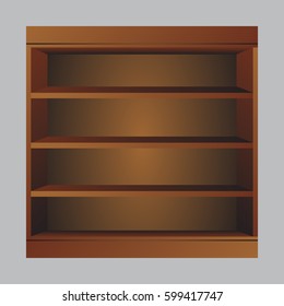 Wooden book shelf. Book shelf vector illustraton