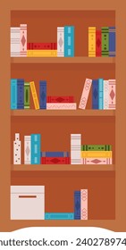 Bookcase De Madera Con Ilustración Del Vector De Libros