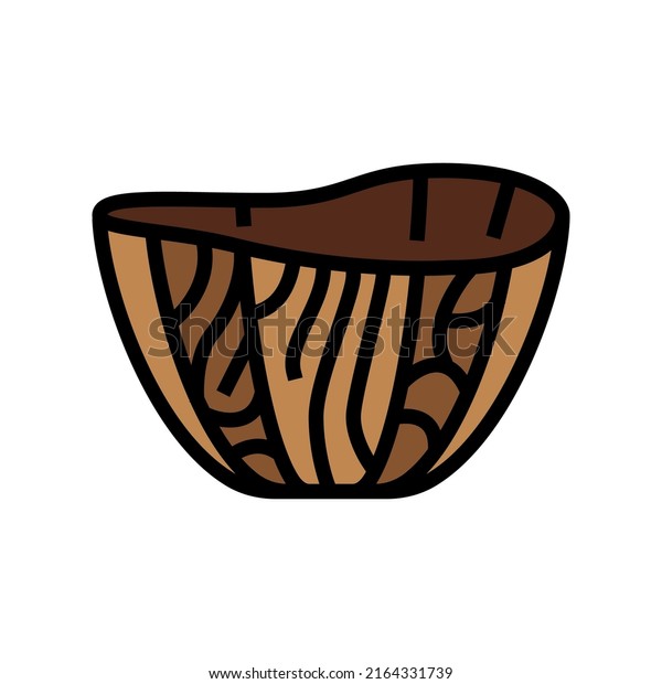 wooden bowl color icon vector. wooden bowl\
sign. isolated symbol\
illustration
