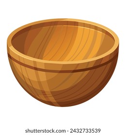 Wooden Bowl Illustration on White Background