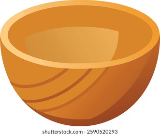 Wooden bowl on white background  vector art illustration 