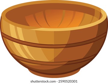 Wooden bowl on white background  vector art illustration 