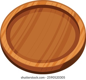 Wooden bowl on white background  vector art illustration 