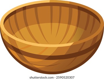 Wooden bowl on white background  vector art illustration 