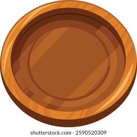 Wooden bowl on white background  vector art illustration 