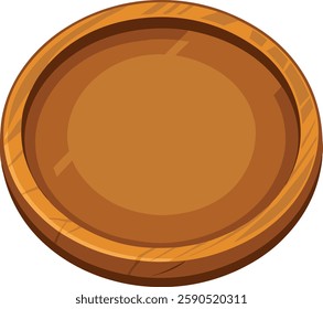 Wooden bowl on white background  vector art illustration 