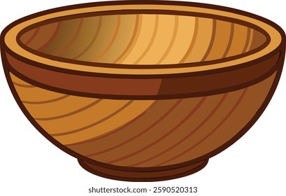 Wooden bowl on white background  vector art illustration 