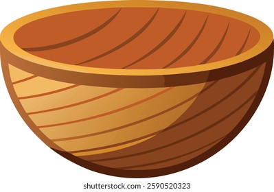 Wooden bowl on white background  vector art illustration 