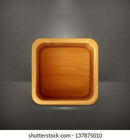 Wooden box app icon, vector