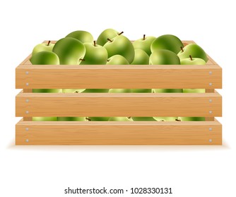 wooden box of apples vector illustration isolated on white background