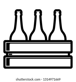 Wooden box with beer bottles. Vector illustration design