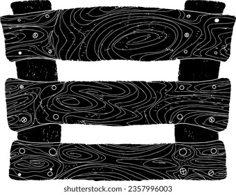 Wooden box from boards. Vector element.