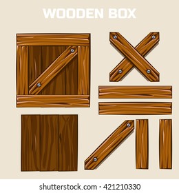 Wooden Box and boards in vectors illustrations