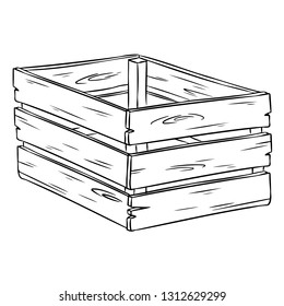 Wooden Box Cartoon Sketch Hand Drawn Doodle