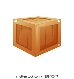 Wooden Box. Cartoon Box. Vector